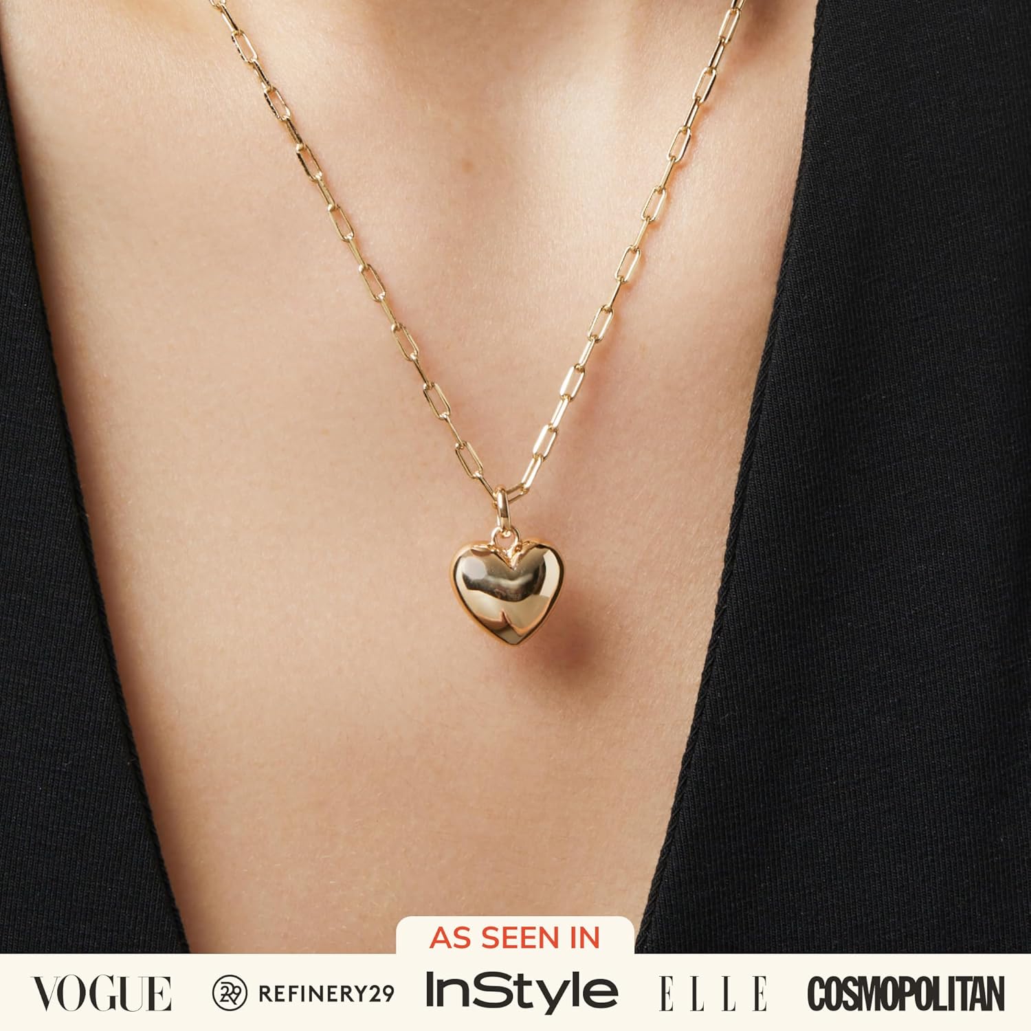 Ana Luisa | Puffed Heart Necklace - Lev | 14K Gold Plated